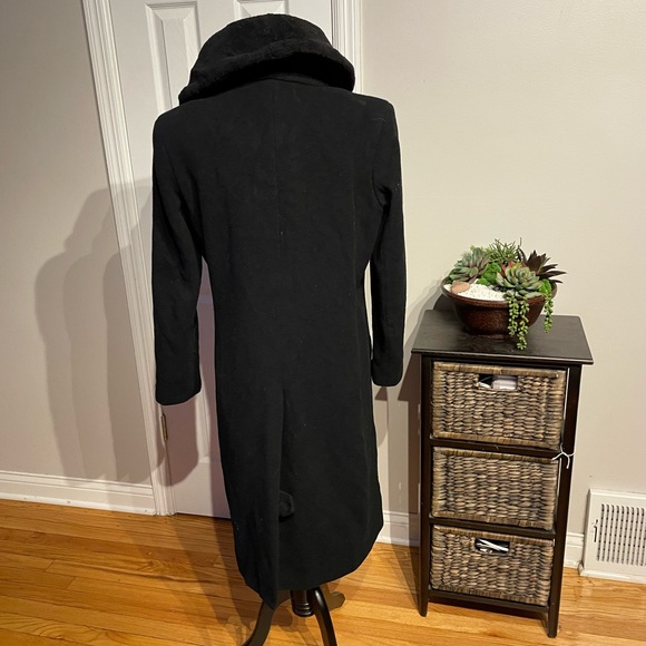 Vintage Wool Cashmere GENUINE DYED SHEEPEKIN Fur trim Cowl one Button Fit Flare - Picture 5 of 9